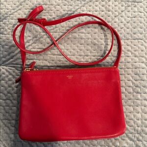 Celine Women's Red Leather Wallet - Signature Logo